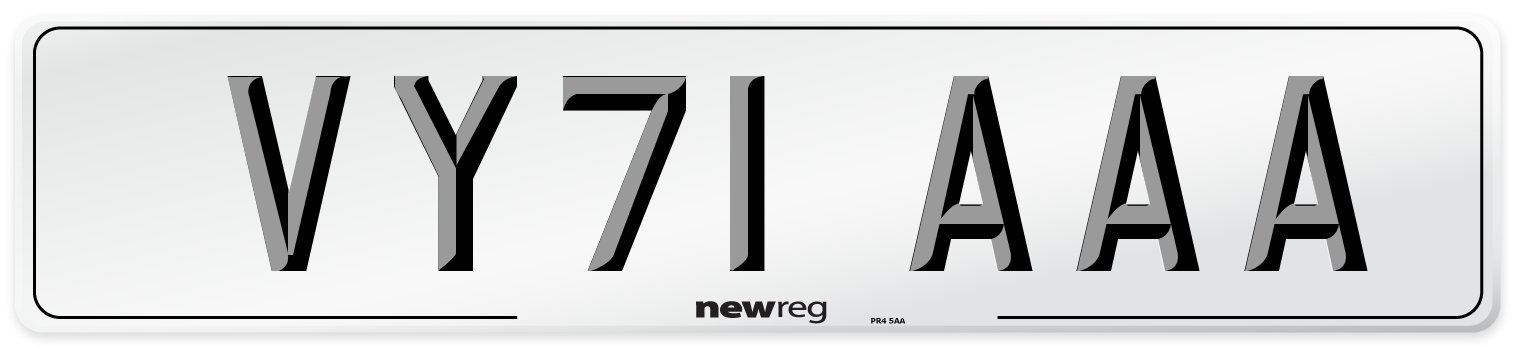 VY71 AAA Number Plate from New Reg